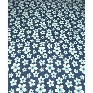 NEW BTY 43"W Floral Fabric Dark Blue White Blue Flower Print